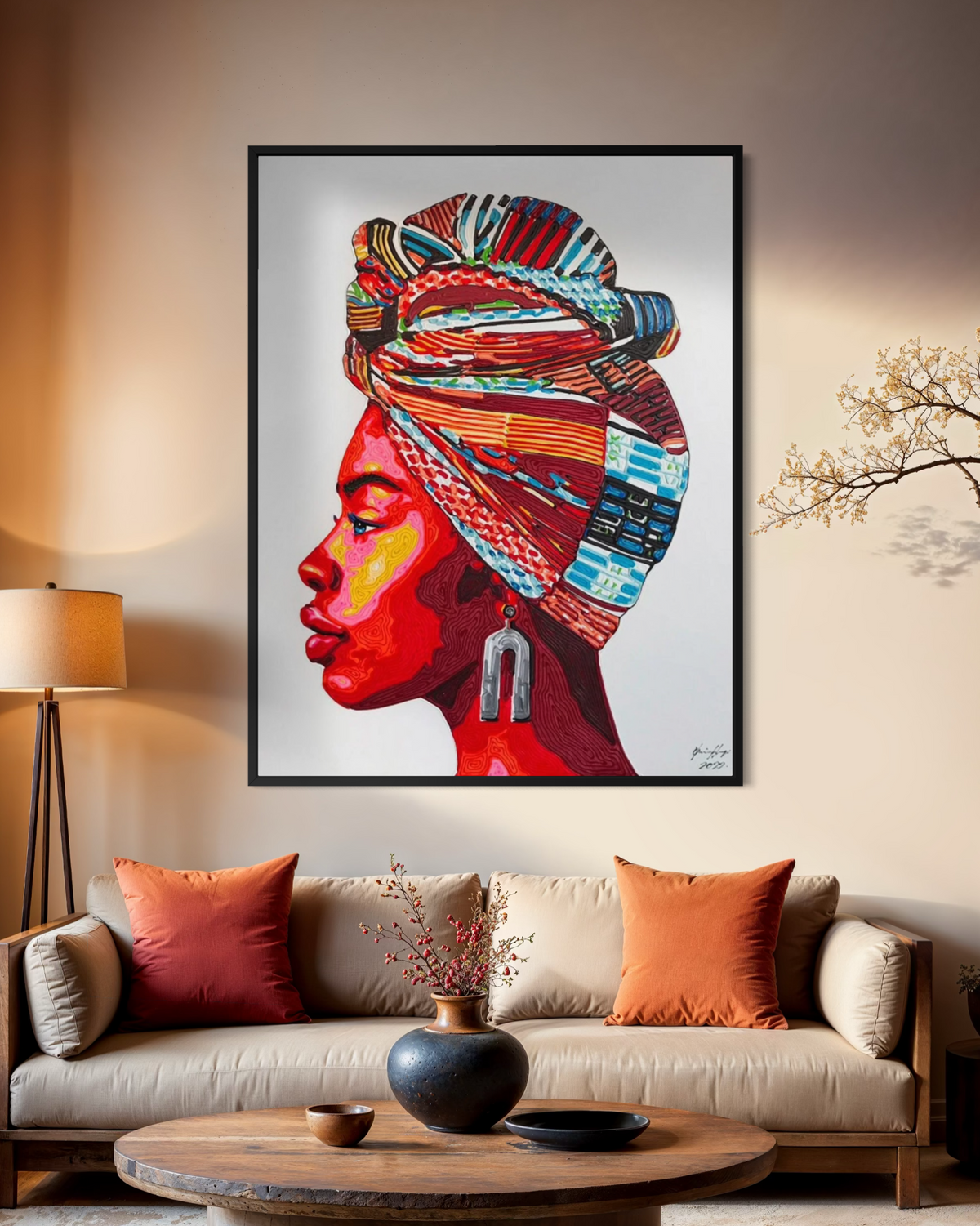 Chaiyapong Hongtong groot schilderij voor boven de bank