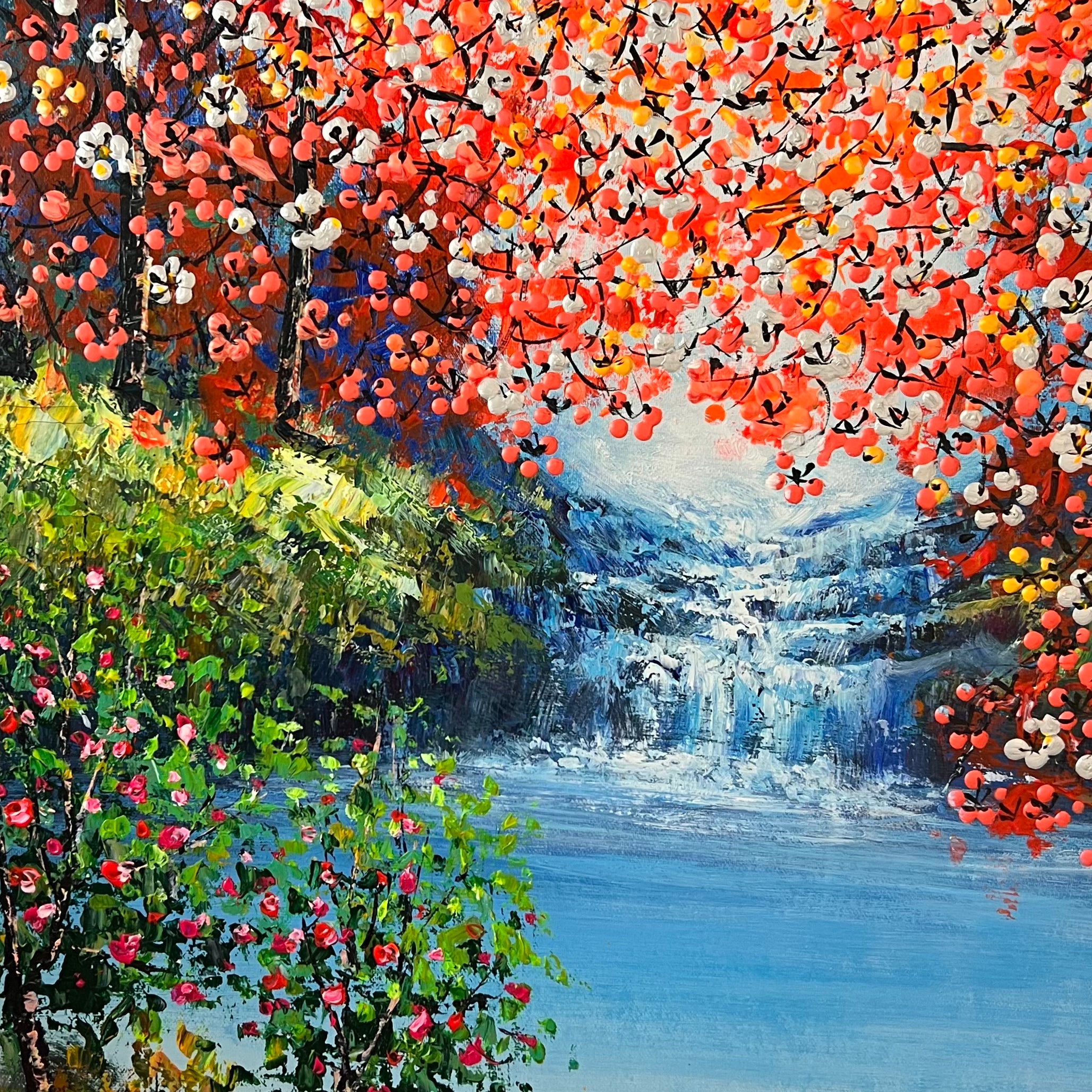 Detail foto van Waterfall schilderij van kunstenaar Je Shen