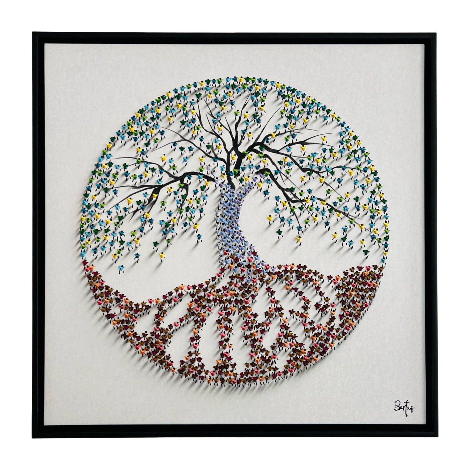 Orgineel 3D schilderij van Francisco Bartus Tree of Life kleurrijke expressieve moderne kunst