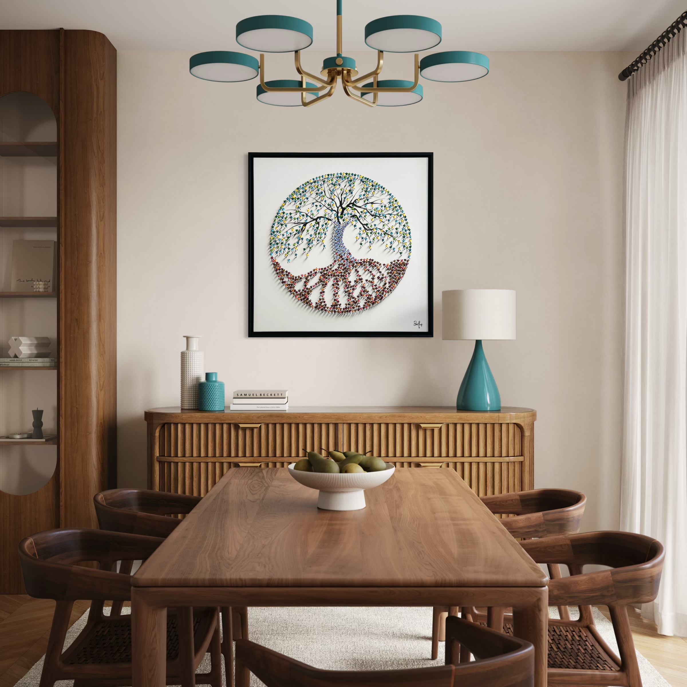 Schilderij Tree of Life van Francisco Bartus in een interieur.