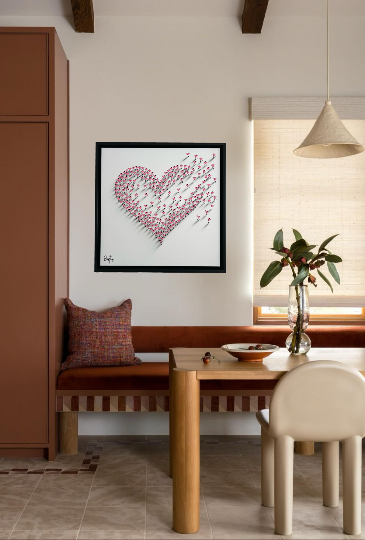 Francisco Bartus Pink Heart Schilderij in woonkeuken
