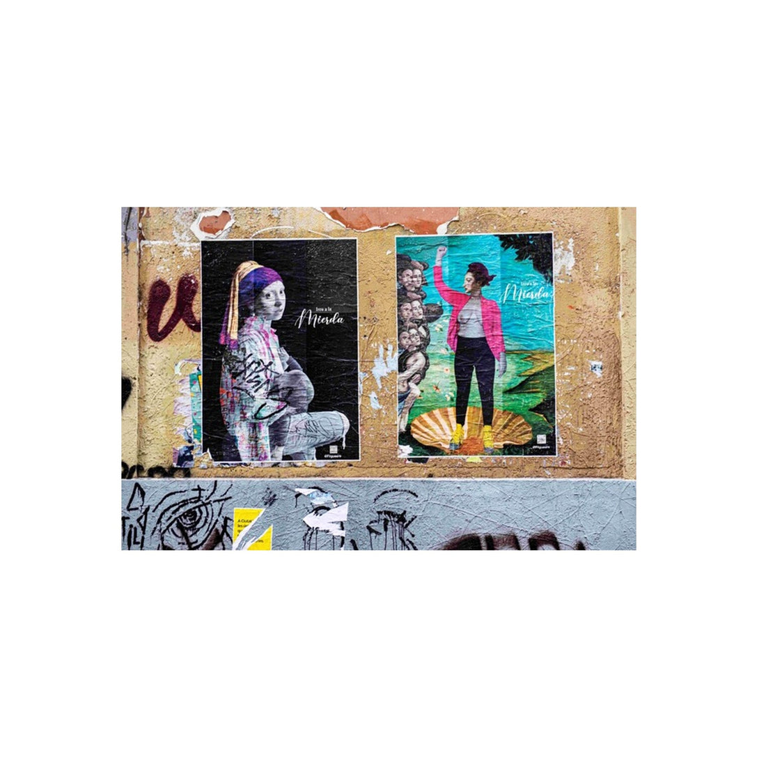 Street art girl with the pearl van fotograaf Gert Willem Haasnoot klein foto op dibond plaat