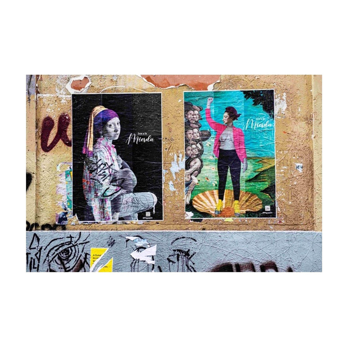 Street art girl with the pearl van fotograaf Gert Willem Haasnoot klein foto op dibond plaat
