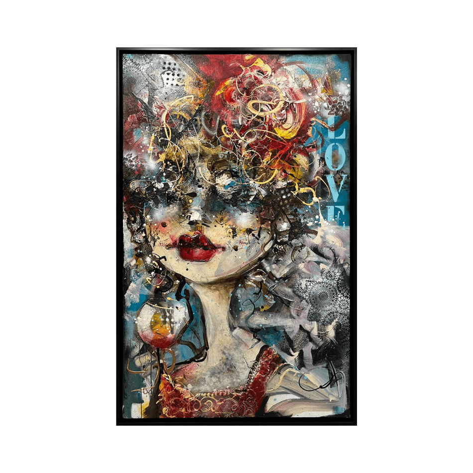 Guy Oivier groot acryl schilderij 'Love Love ' - Moderne Kunst