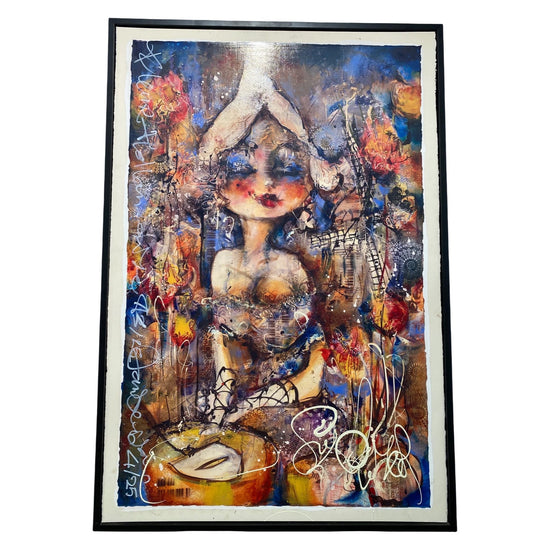 Guy Olivier 'Fille de Lait' kleurrijk schilderij van het melkmeisje modernekunst.nl