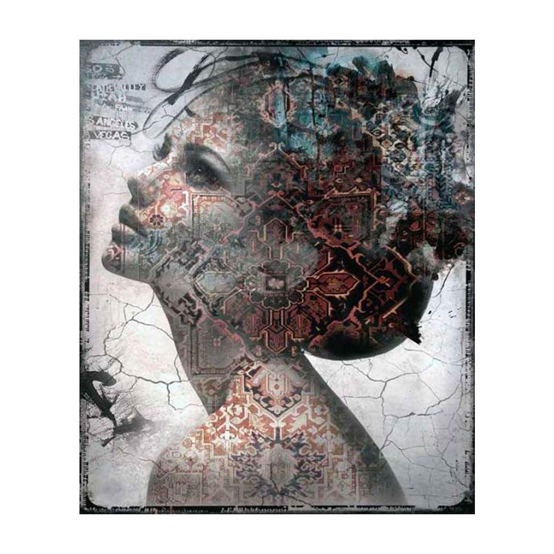 Silhouet portret schilderij met oosterse invloeden van Hans Jochem Bakker