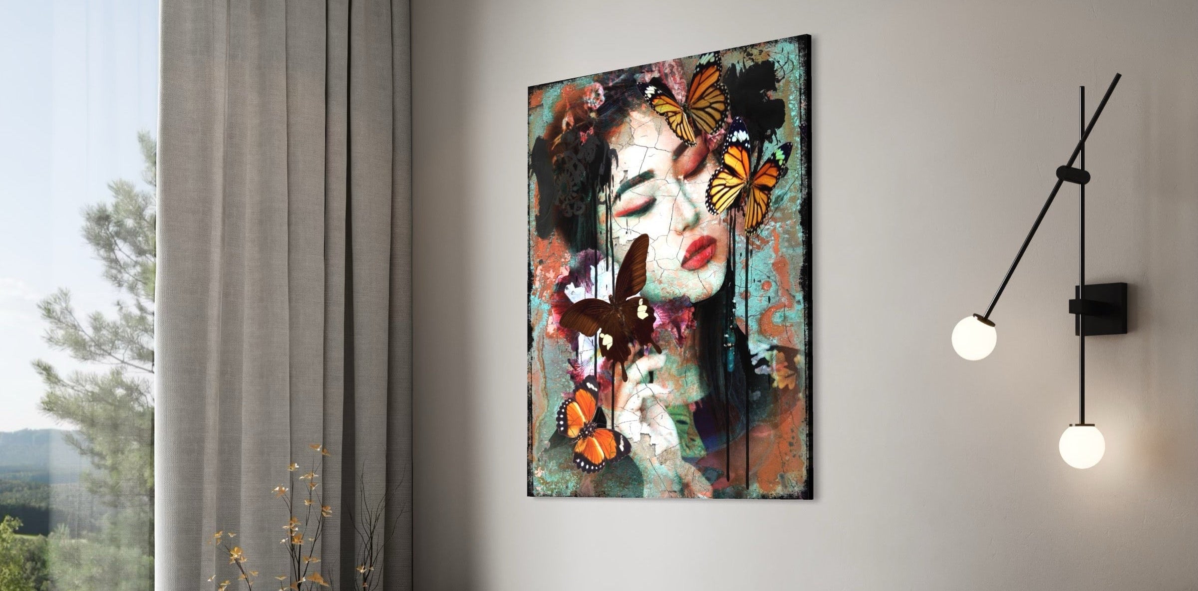 Oriental Aziatisch schilderij met vlinders van Hans Jochem Bakker