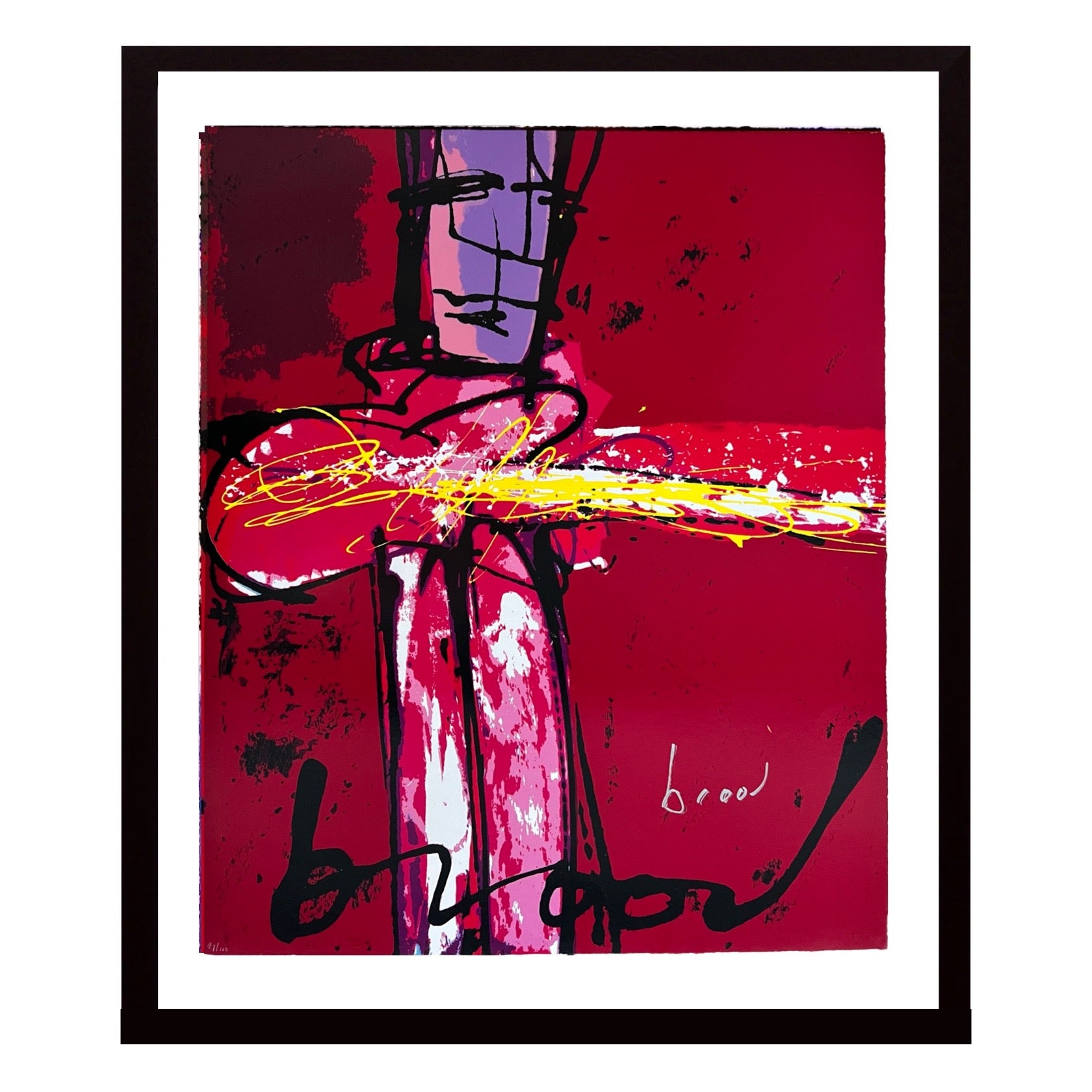 Herman Brood Zeefdruk Purple Haze man met gitaar in rood en paars