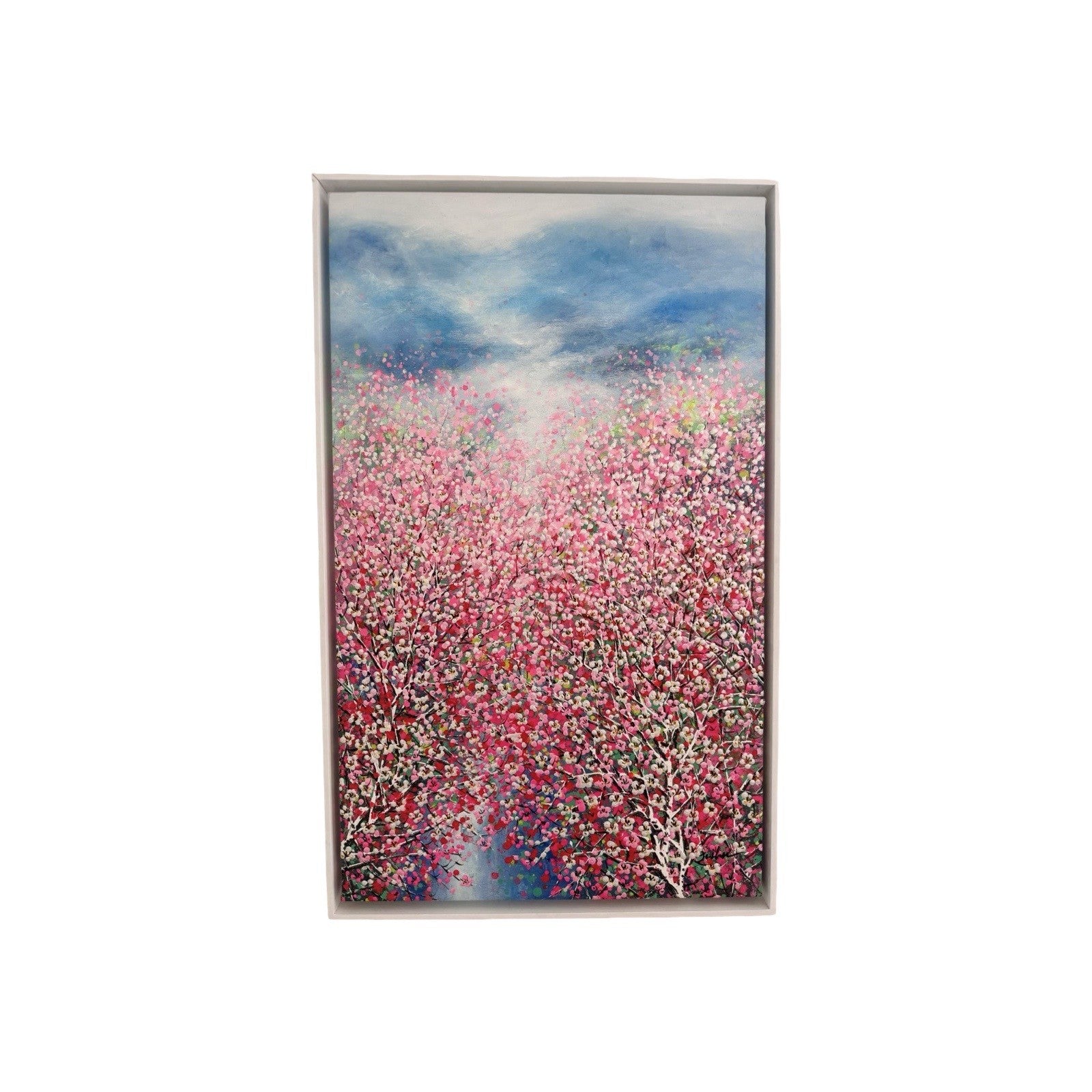 Je Shen - Meditation Small - Roze Bloesemboom Schilderij