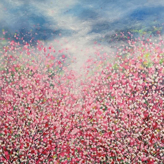 Je Shen - Meditation Small - Bloesem Schilderij - Modern Kunstwerk close up