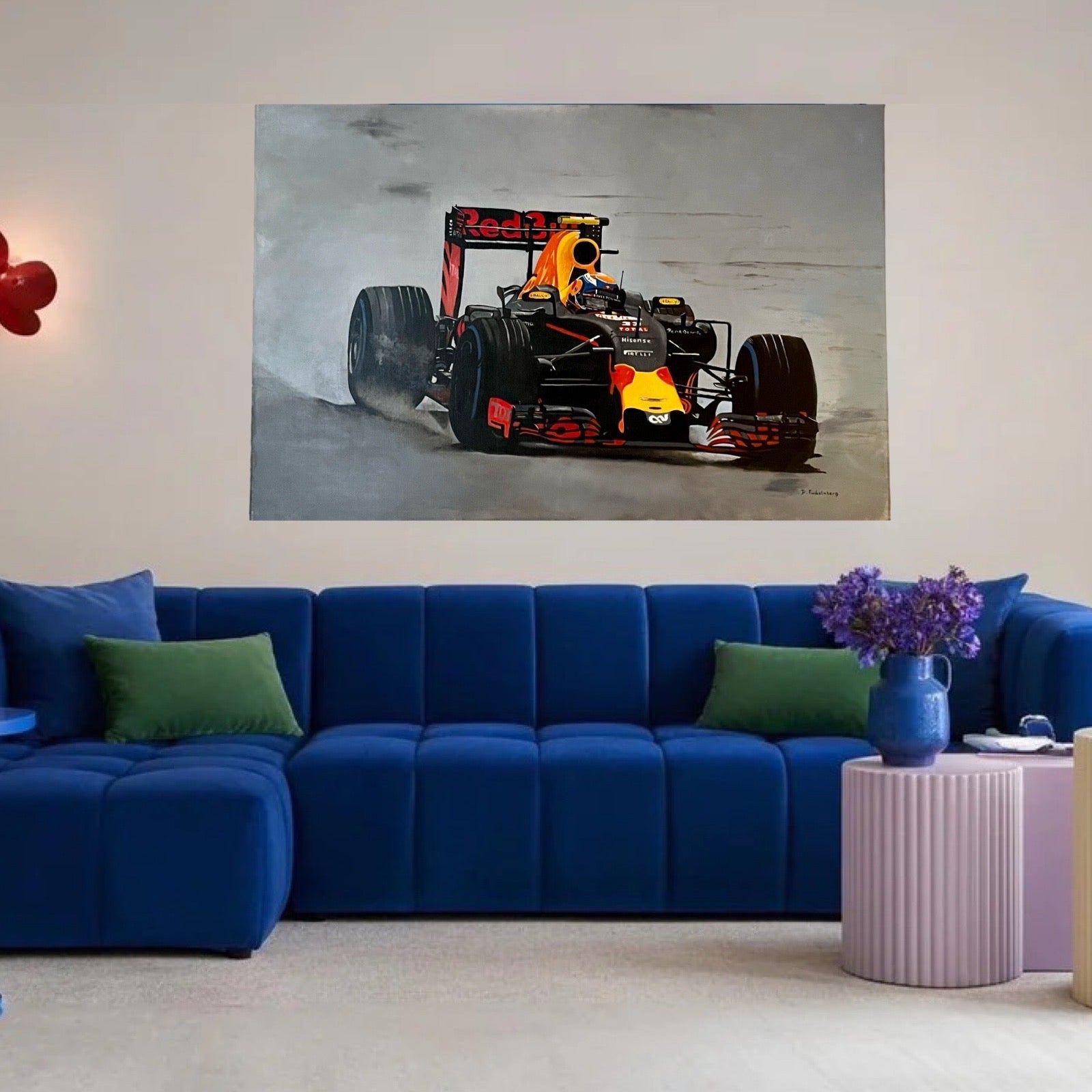 Schilderij van Max Verstappen voor Red Bull Formule 1.