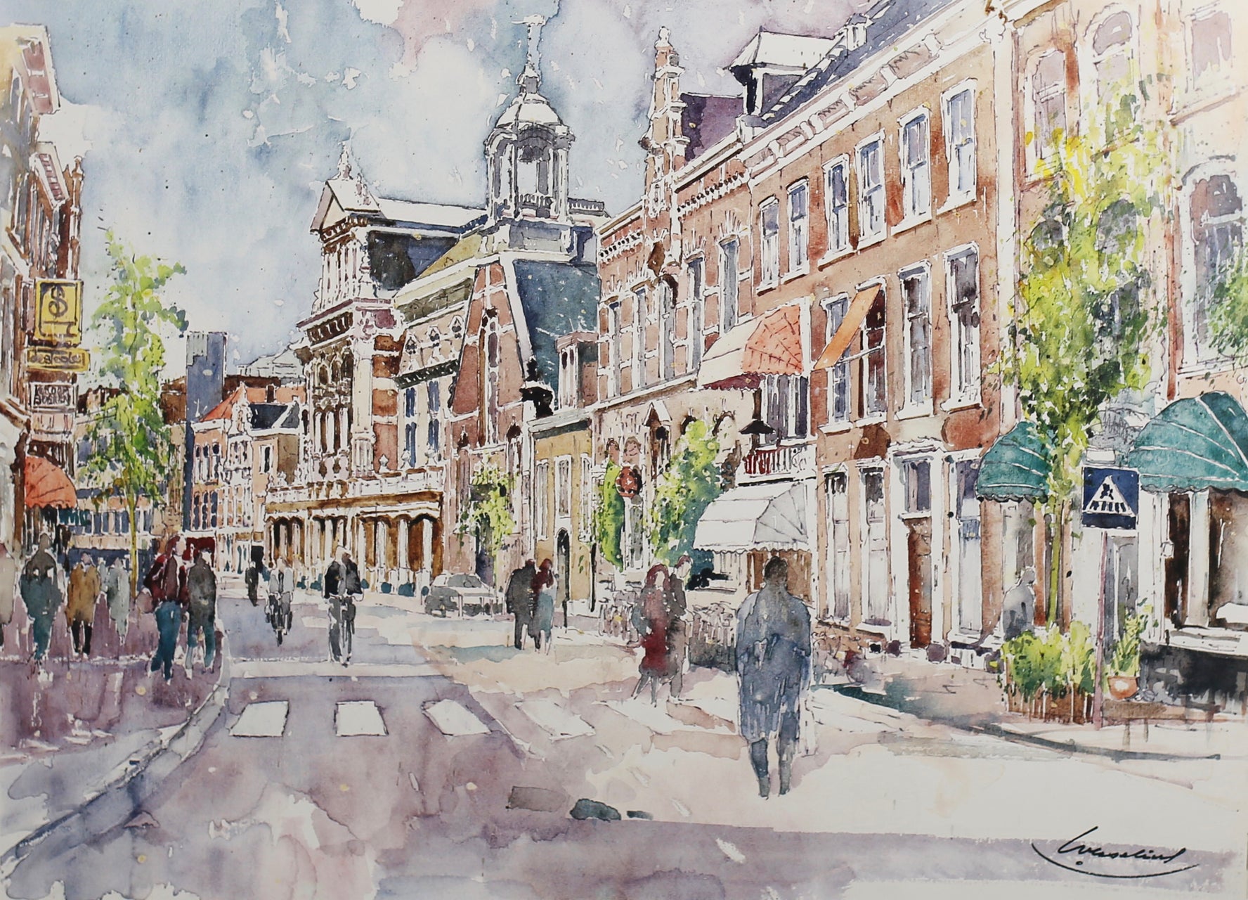 Lithograph  Breestraat Leiden