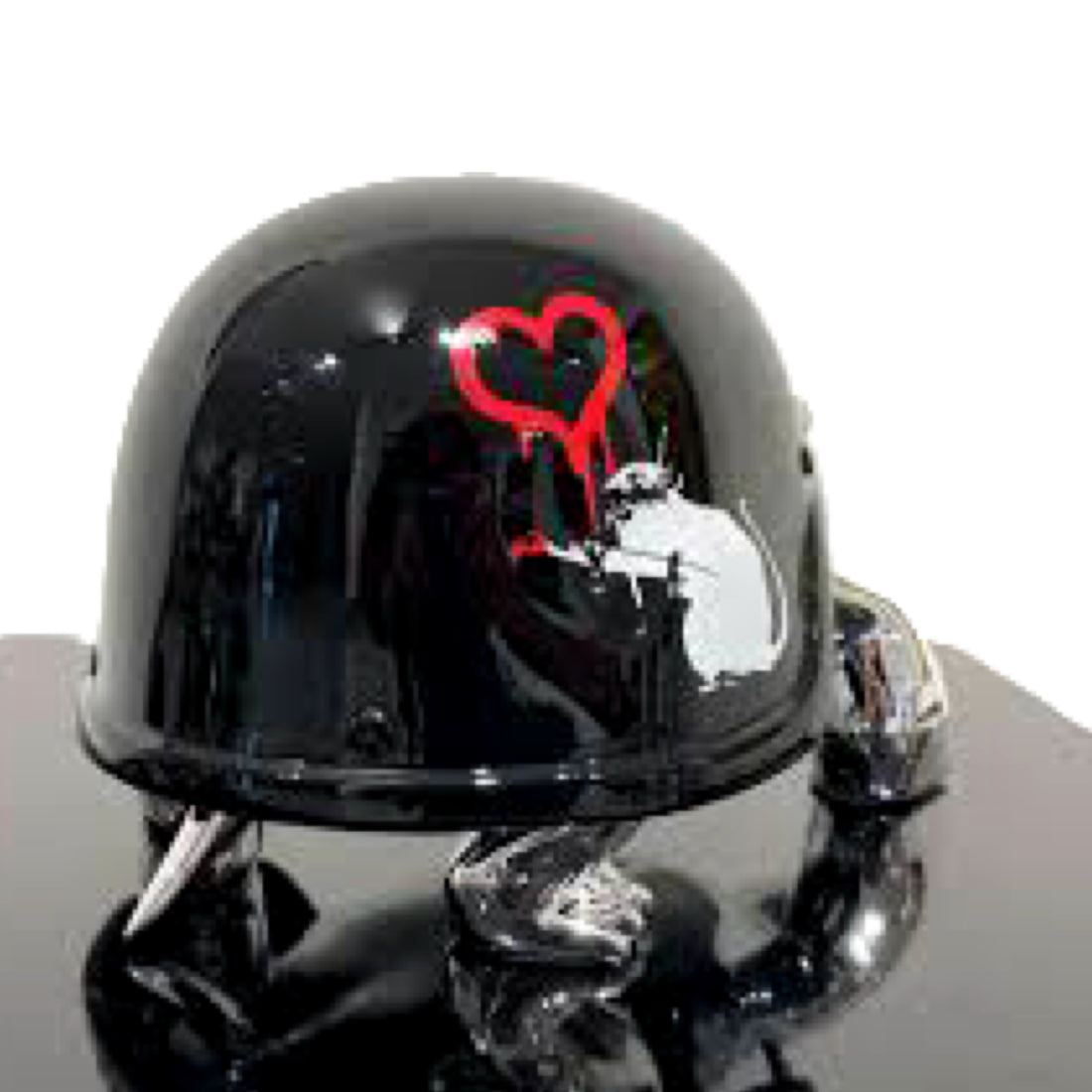 Close up van Peace turtle Love Rat in zilver en zwart van Van Apple.