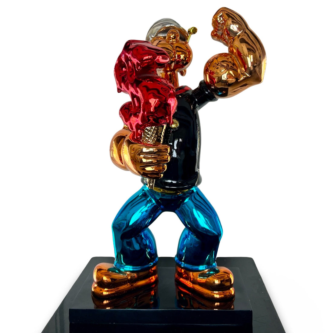 Van Apple Popeye Ice Cream beeld pop art sculpture chrome resin gesigneerd kunstwerk 42 cm
