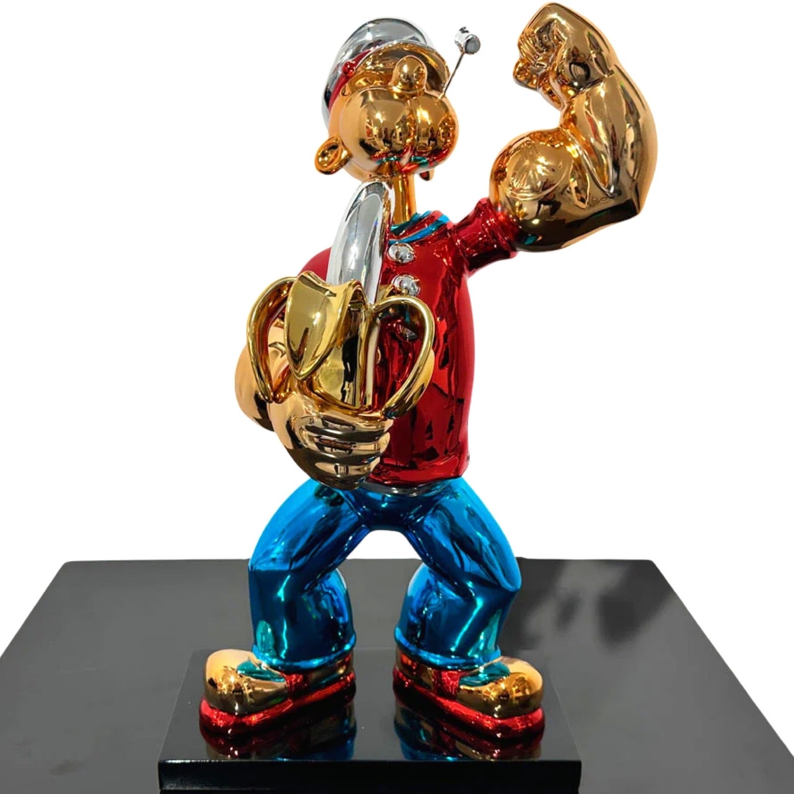 Van Apple Popeye Golden Banana beeld pop art sculpture chrome resin goud design kunstwerk