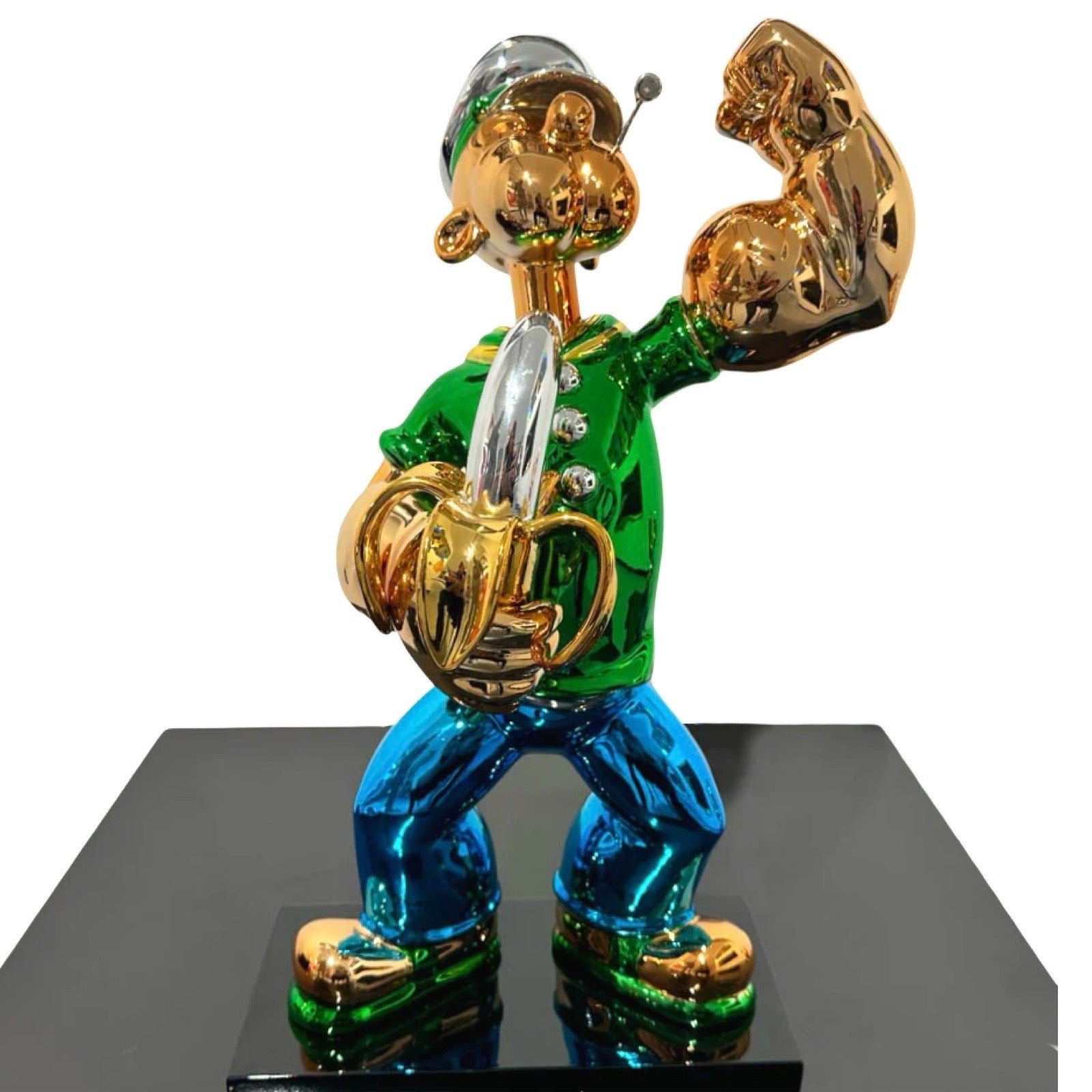 Van Apple Art Popeye Golden Banana beeld pop art sculpture chrome resin goud design kunstwerk
