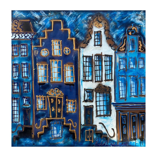 Grachtenpandjes Amsterdam moderne kunst