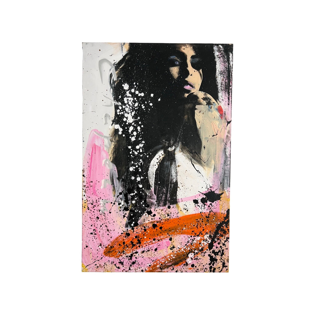 Ronald Chapeau schilderij van Amy Winehouse in Roze pop-art stijl