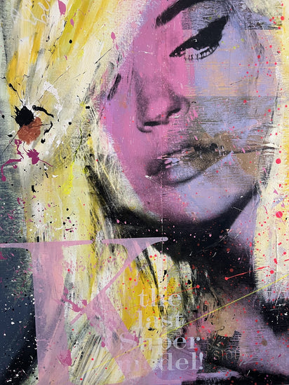 Ronald Chapeau 'Lindsay Lohan' mixed media schilderij