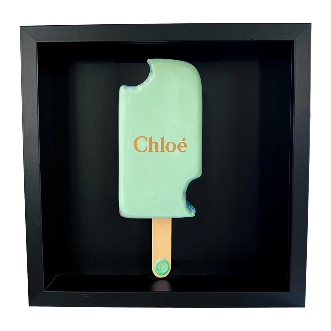 Ice cream art van Snek Popsicle Art  in mint groen met in gouden letters Chloe