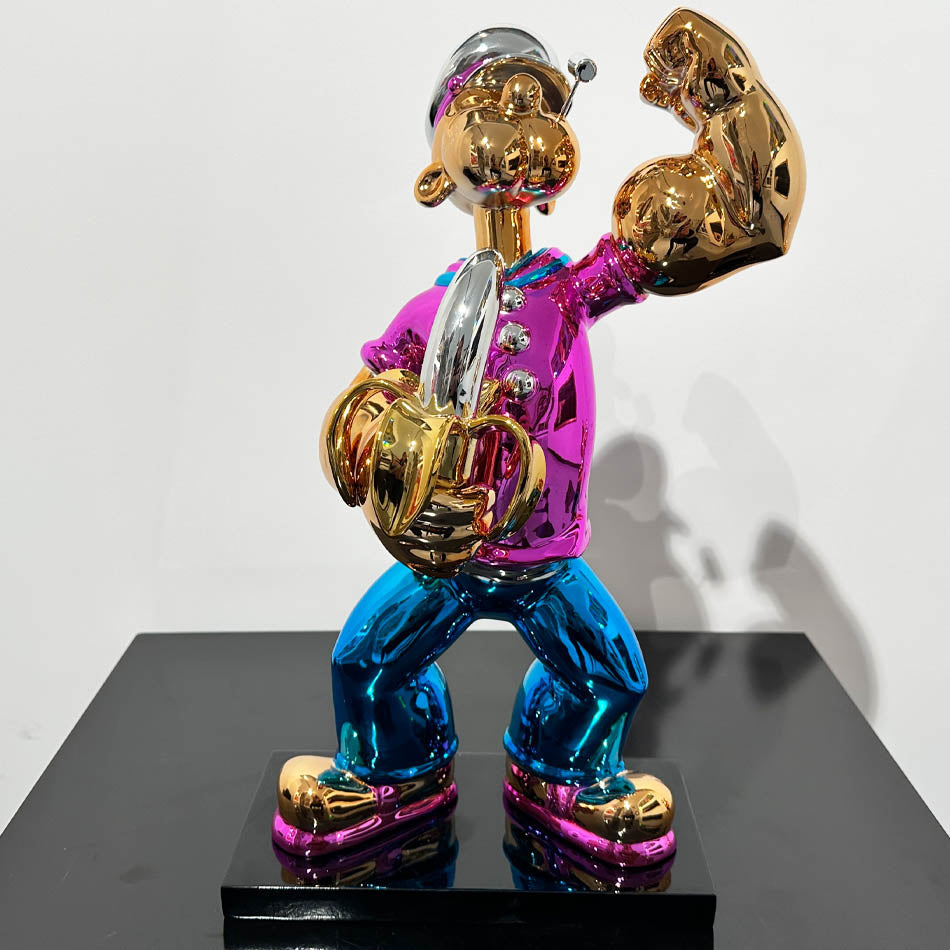 Van Apple Art Popeye Golden Banana beeld pop art sculpture chrome resin goud design kunstwerk