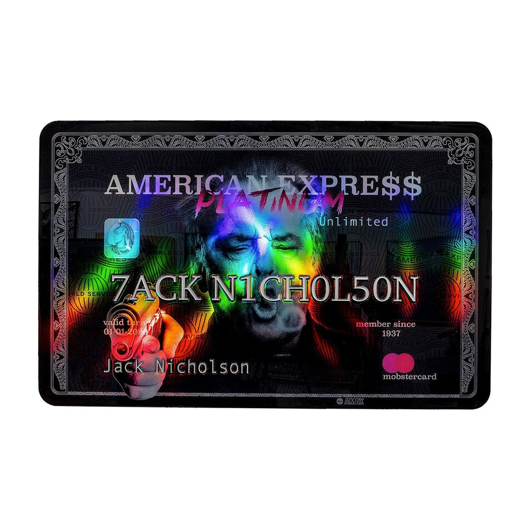 Van Apple Art schilderij American Express Jack Nicholson met holografische folie en epoxy