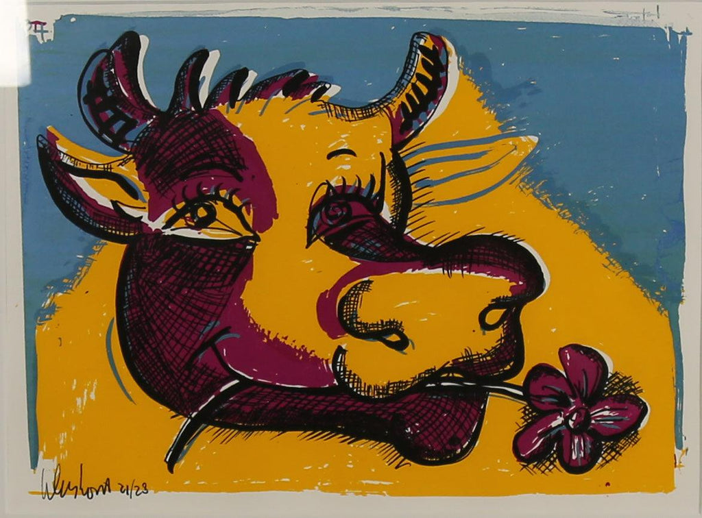 Peter Klashorst - Yellow Cow Zeefdruk