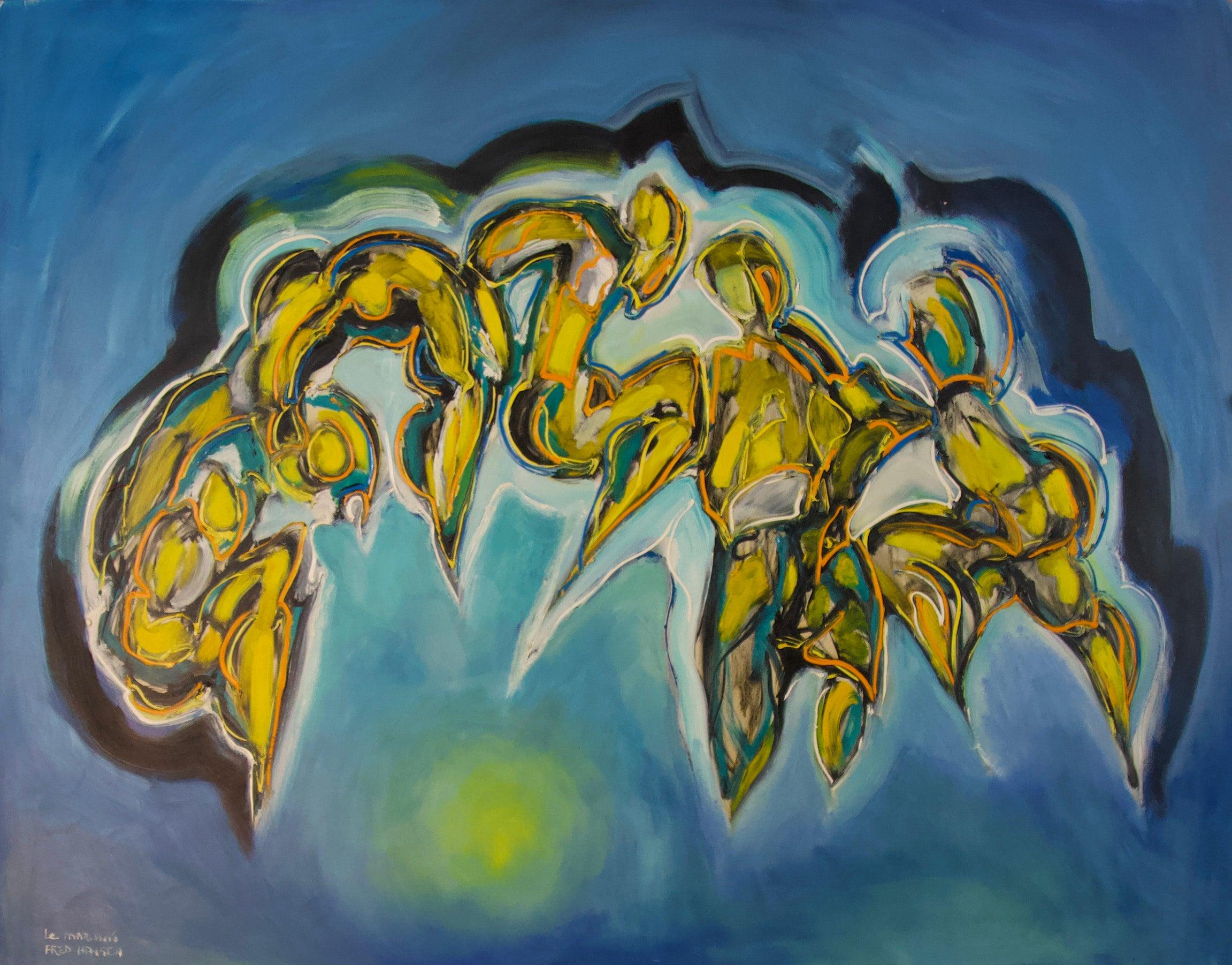 Abstract Yellow Blue - Moderne Kunst