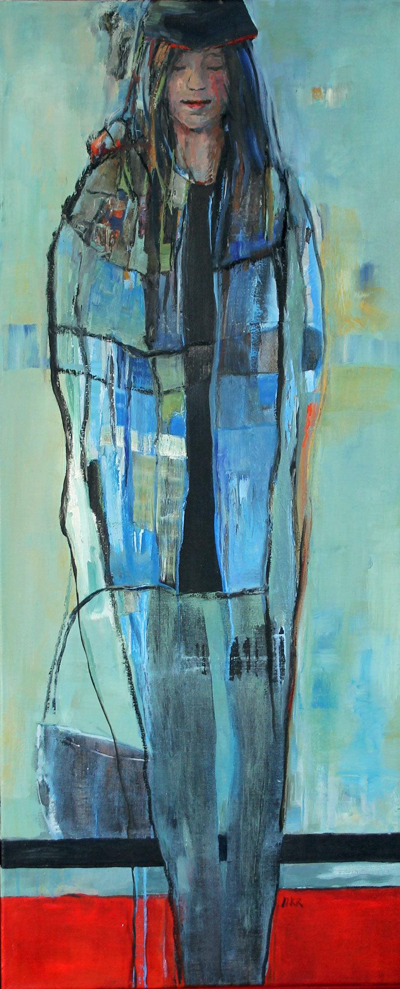 Girl in Blue coat - Moderne Kunst