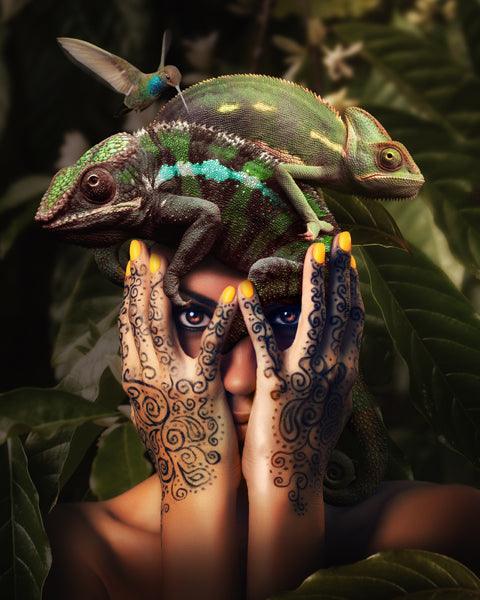Her Nature Chameleon - Moderne Kunst