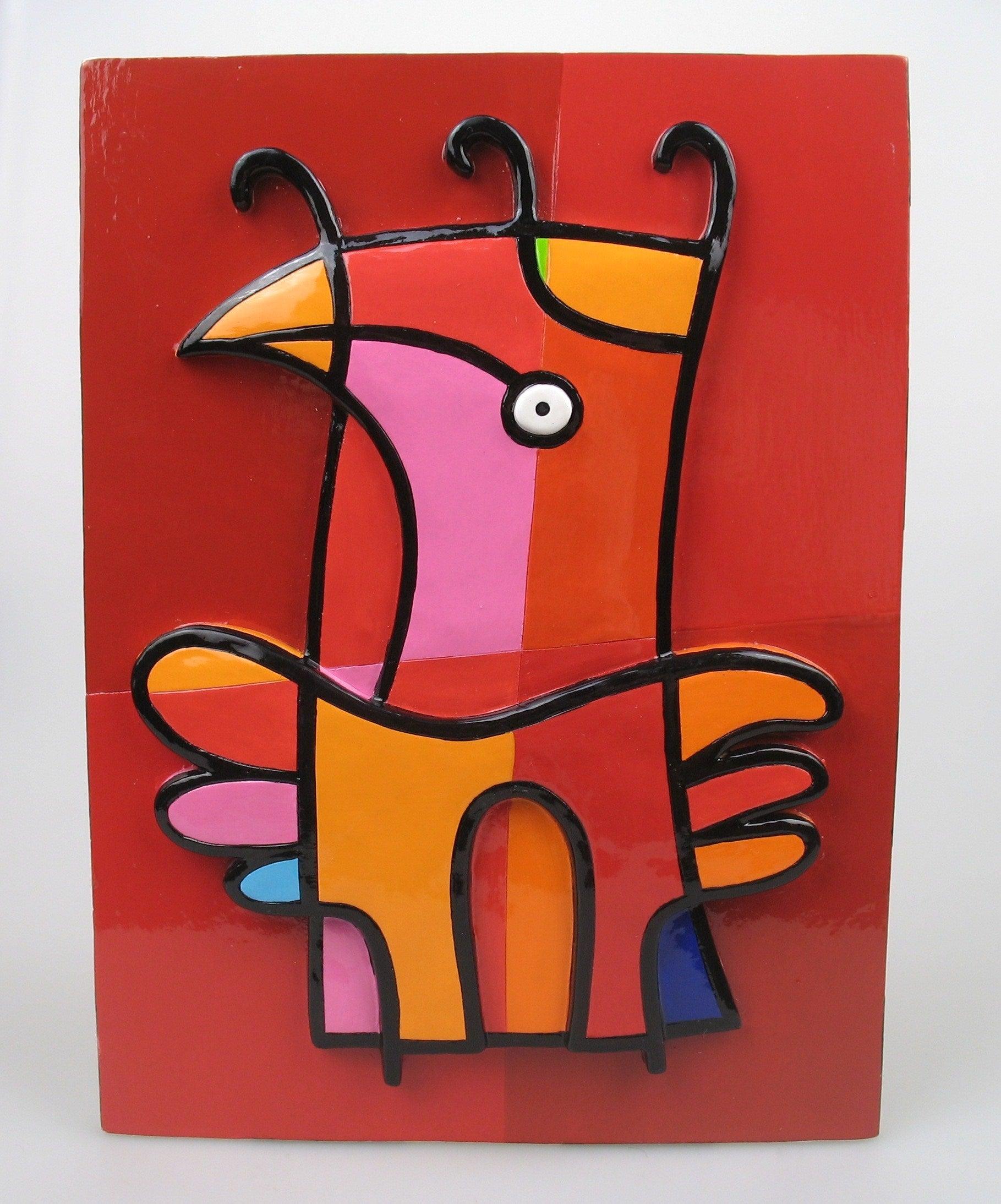 Vreemde Vogel 2 relief - Moderne Kunst